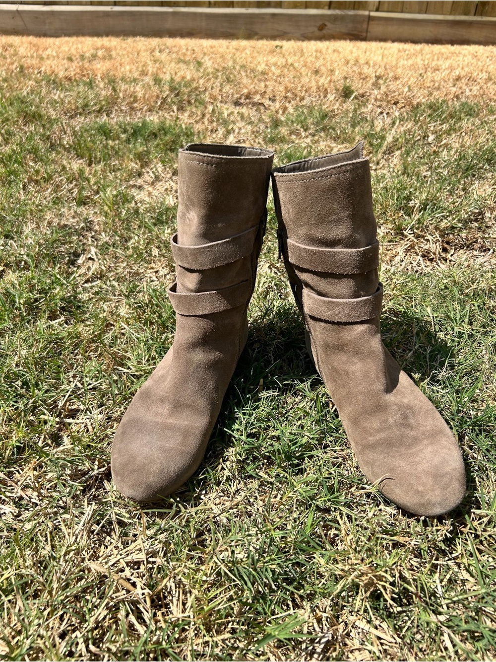 Women's Taupe Suede Mid-Calf Boots